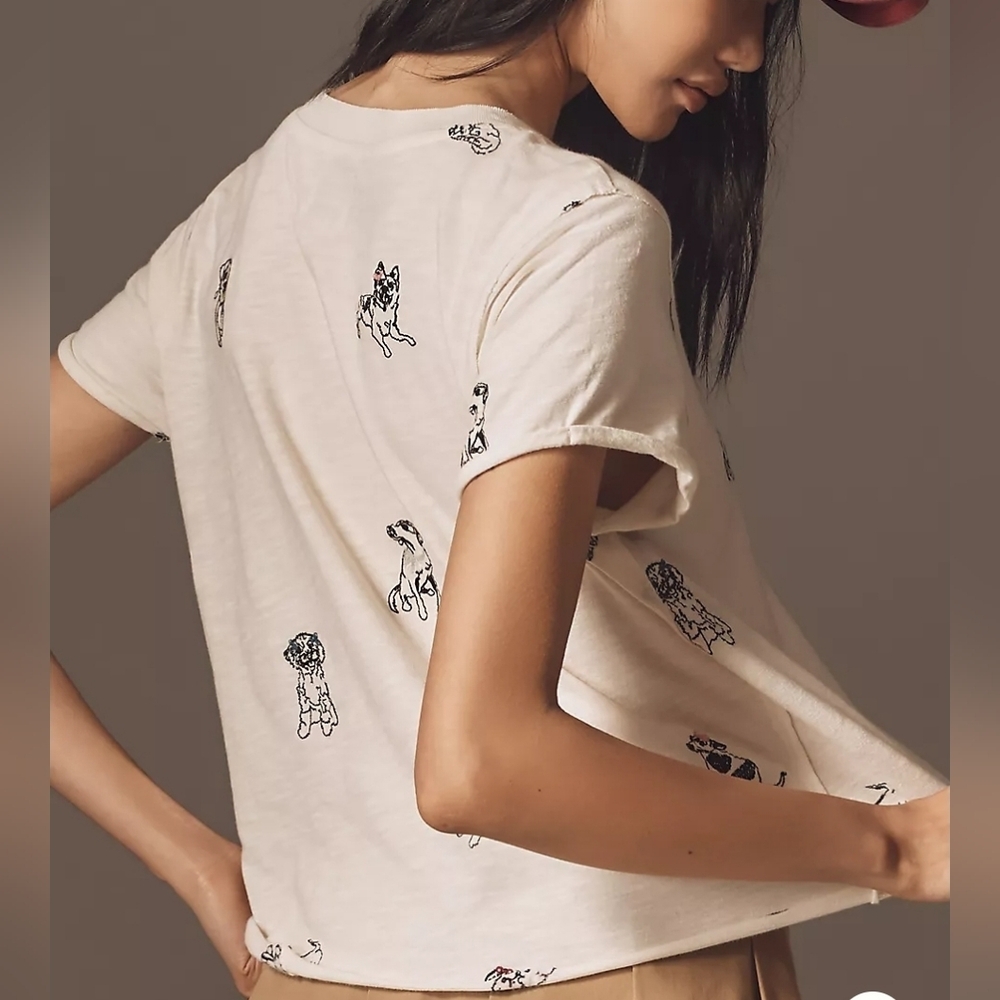 Anthropologie Maeve The Caitlin Embroidered Boxy Tee - Picture 2 of 10